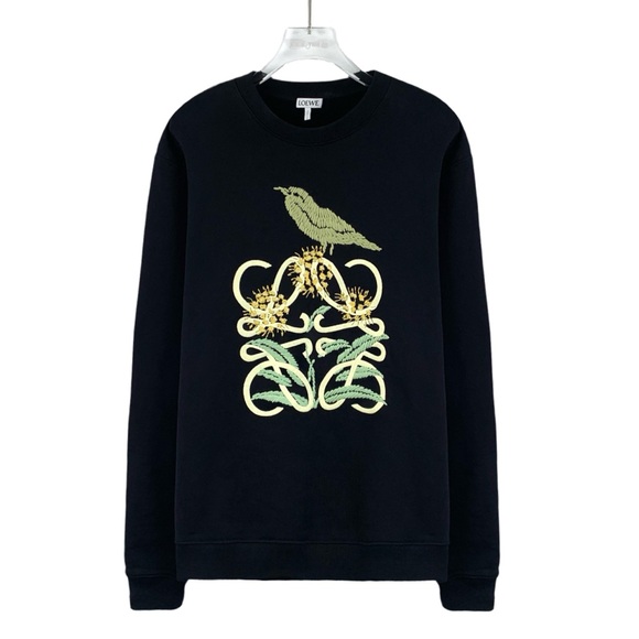 Loewe Sweaters - Loewe Black Sweater with Bird Embroidery